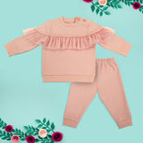 Rose - Frilled Sweatshirt & Jogger Set - Fleece