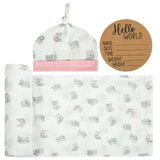 BABY BIRTH ANNOUNCEMENT SWADDLE SET - Kittie