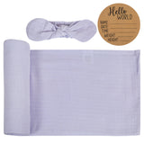 BABY BIRTH ANNOUNCEMENT SWADDLE SET - Lavender