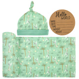 BABY BIRTH ANNOUNCEMENT SWADDLE SET - Giraffe