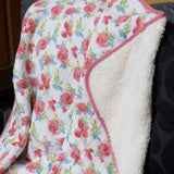 Roaring Roses - Muslin lined with Sherpa Swaddle/Blanket