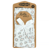 BABY BIRTH ANNOUNCEMENT SWADDLE SET - Lovely Leopard