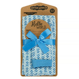 BABY BIRTH ANNOUNCEMENT SWADDLE SET - Blue Pottery