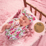 BABY BIRTH ANNOUNCEMENT SWADDLE SET - Hibiscus