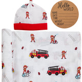 Baby Birth Announcement Swaddle Set - Fireman to the Rescue