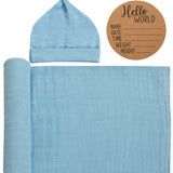 BABY BIRTH ANNOUNCEMENT SWADDLE SET - Aquamarine