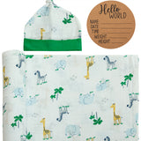 BABY BIRTH ANNOUNCEMENT SWADDLE SET - Safari