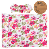 BABY BIRTH ANNOUNCEMENT SWADDLE SET - Hibiscus