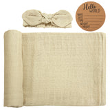 BABY BIRTH ANNOUNCEMENT SWADDLE SET - Caramel