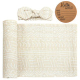 BABY BIRTH ANNOUNCEMENT SWADDLE SET - Biscuit