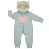 Hearty Heart - Heather Gray Fleece Coverall