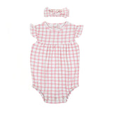 Pink Checks - Bubble Romper & Headband